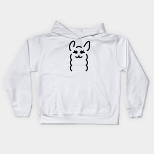 Mwah! - Cute Llama Face Line Art - Black Kids Hoodie